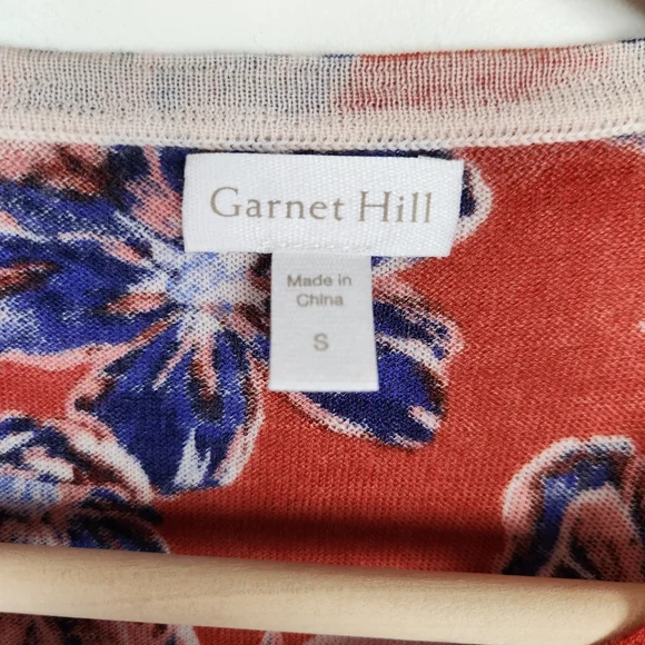 Garnet Hill Orange Blue Floral Merino Wool Button Front Cardigan Sweater Sz S - Picture 5 of 8